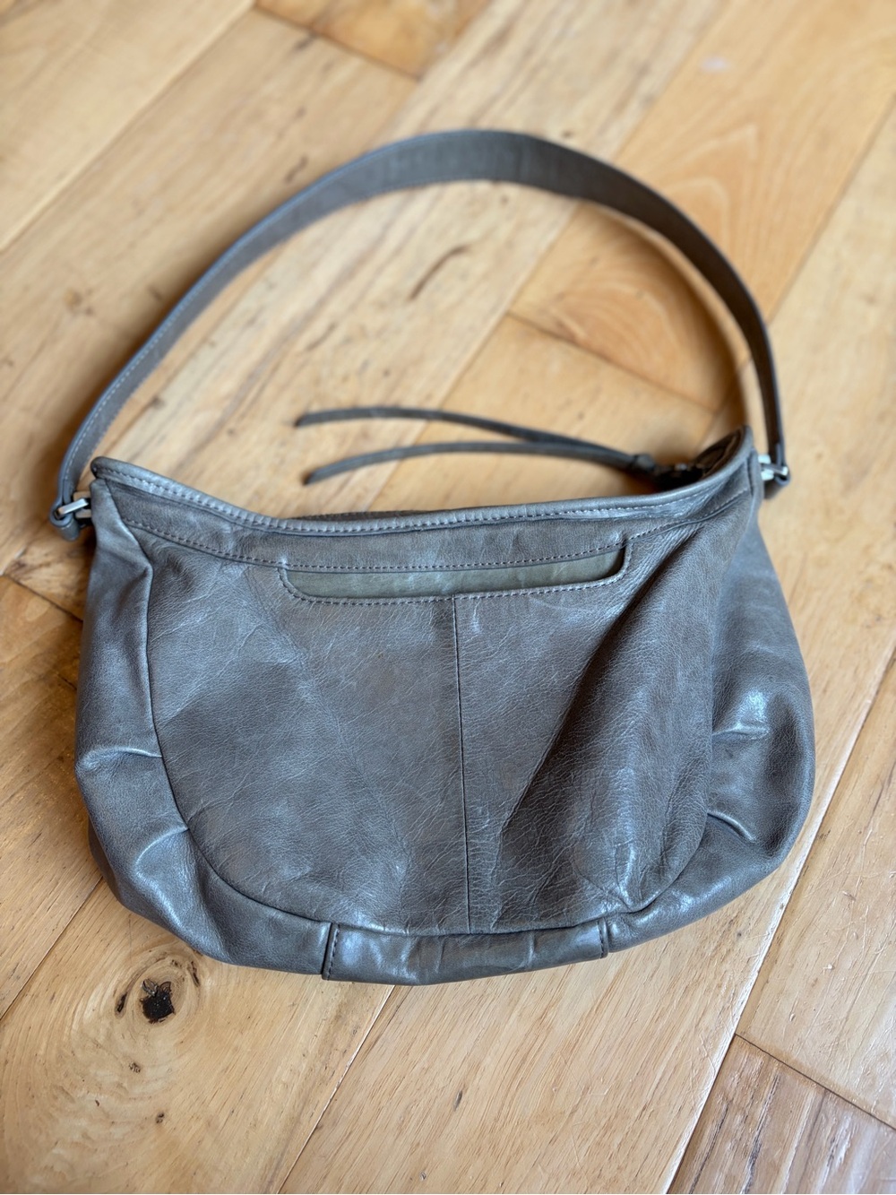 HOBO Slate Gray Leather Bag With flower lining